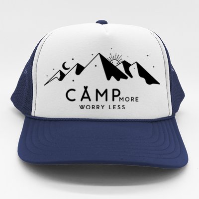 Camp More Worry Less Mountain Nature Trucker Hat