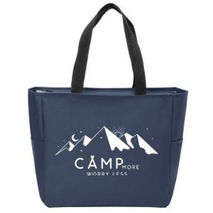 Camp More Worry Less Mountain Nature Zip Tote Bag