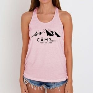 Camp More Worry Less Mountain Nature Women's Knotted Racerback Tank