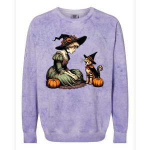 Cat Mom Witch Pumpkin Cat Halloween Women Halloween Colorblast Crewneck Sweatshirt