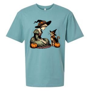 Cat Mom Witch Pumpkin Cat Halloween Women Halloween Sueded Cloud Jersey T-Shirt