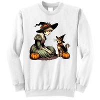 Cat Mom Witch Pumpkin Cat Halloween Women Halloween Sweatshirt