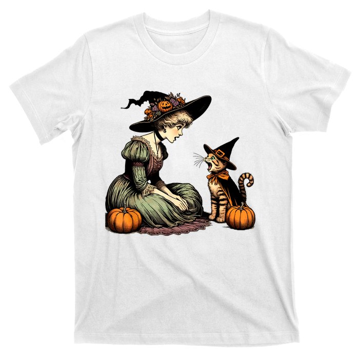 Cat Mom Witch Pumpkin Cat Halloween Women Halloween T-Shirt