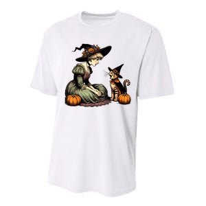 Cat Mom Witch Pumpkin Cat Halloween Women Halloween Performance Sprint T-Shirt