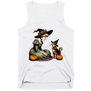 Cat Mom Witch Pumpkin Cat Halloween Women Halloween Tank Top