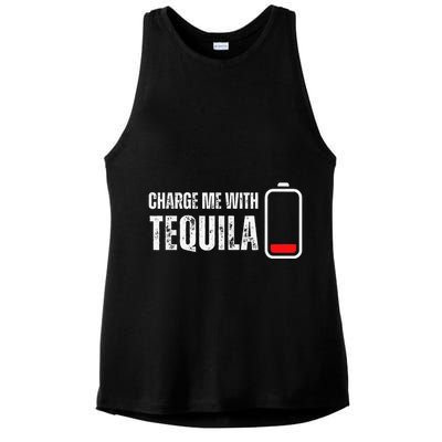 Charge Me With Tequila Funny Tequila Drinking Lover Ladies PosiCharge Tri-Blend Wicking Tank