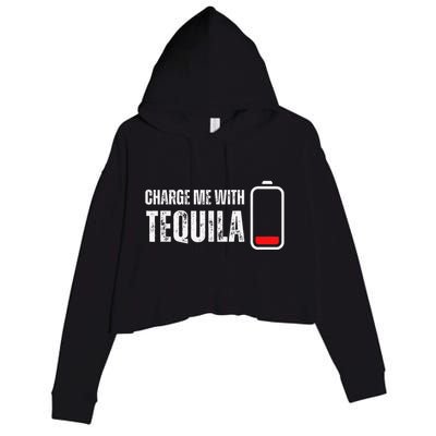 Charge Me With Tequila Funny Tequila Drinking Lover Crop Fleece Hoodie