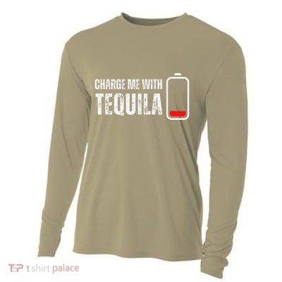 Charge Me With Tequila Funny Tequila Drinking Lover Cooling Performance Long Sleeve Crew