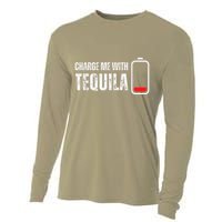 Charge Me With Tequila Funny Tequila Drinking Lover Cooling Performance Long Sleeve Crew