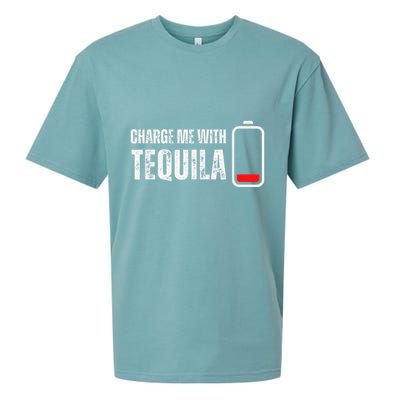 Charge Me With Tequila Funny Tequila Drinking Lover Sueded Cloud Jersey T-Shirt