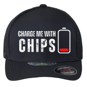 Charge Me With Chips Funny Snacks Chips Lover Flexfit Unipanel Trucker Cap