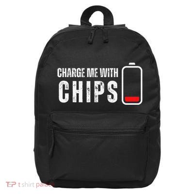 Charge Me With Chips Funny Snacks Chips Lover 16 in Basic Backpack