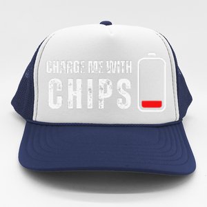 Charge Me With Chips Funny Snacks Chips Lover Trucker Hat