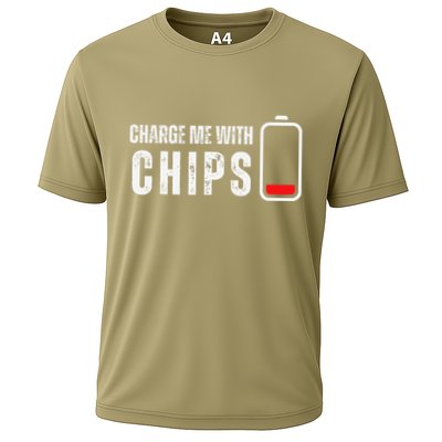 Charge Me With Chips Funny Snacks Chips Lover Cooling Performance Crew T-Shirt