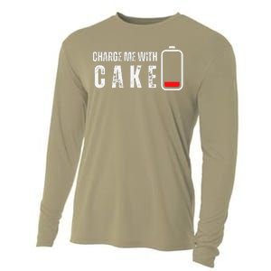 Charge Me With Cake Funny Cake Sweets Lover Cooling Performance Long Sleeve Crew