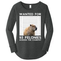 Capybara Mugshot Wanted For 93 Felonies Across The Country Women's Perfect Tri Tunic Long Sleeve Shirt