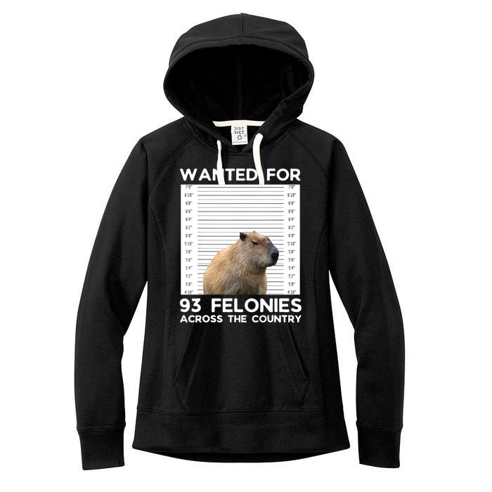 Capybara Mugshot Wanted For 93 Felonies Across The Country Women's Fleece Hoodie