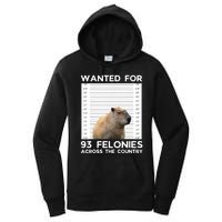 Capybara Mugshot Wanted For 93 Felonies Across The Country Women's Pullover Hoodie