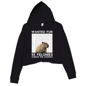 Capybara Mugshot Wanted For 93 Felonies Across The Country Crop Fleece Hoodie