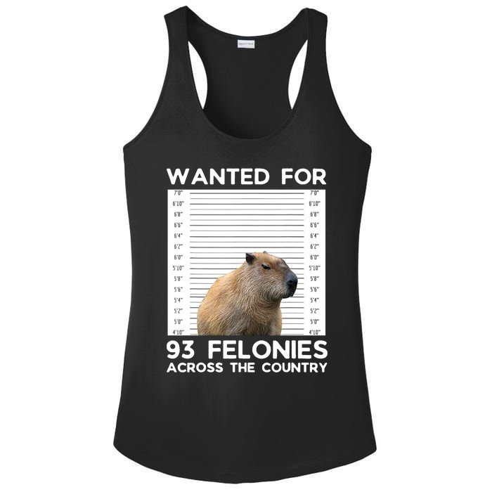 Capybara Mugshot Wanted For 93 Felonies Across The Country Ladies PosiCharge Competitor Racerback Tank