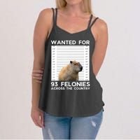 Capybara Mugshot Wanted For 93 Felonies Across The Country Women's Strappy Tank