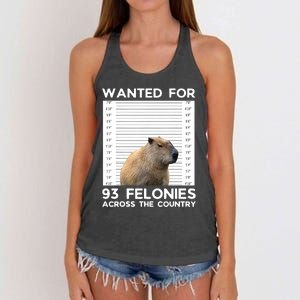 Capybara Mugshot Wanted For 93 Felonies Across The Country Women's Knotted Racerback Tank