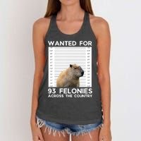 Capybara Mugshot Wanted For 93 Felonies Across The Country Women's Knotted Racerback Tank