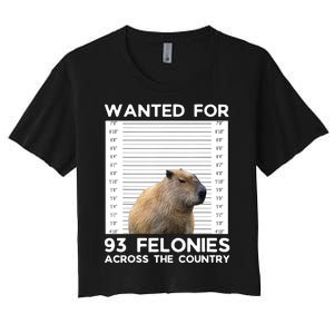 Capybara Mugshot Wanted For 93 Felonies Across The Country Women's Crop Top Tee