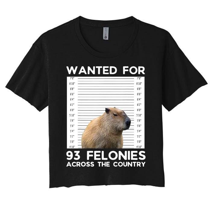 Capybara Mugshot Wanted For 93 Felonies Across The Country Women's Crop Top Tee