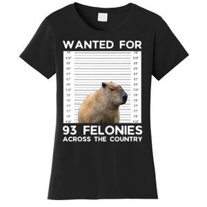 Capybara Mugshot Wanted For 93 Felonies Across The Country Women's T-Shirt