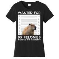 Capybara Mugshot Wanted For 93 Felonies Across The Country Women's T-Shirt