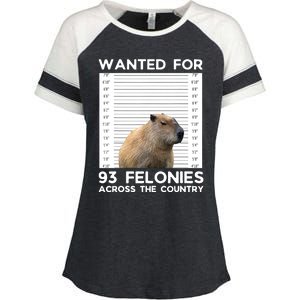 Capybara Mugshot Wanted For 93 Felonies Across The Country Enza Ladies Jersey Colorblock Tee