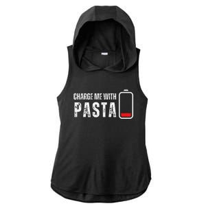 Charge Me With Pasta Funny Noodle Spaghetti Lover Ladies PosiCharge Tri-Blend Wicking Draft Hoodie Tank