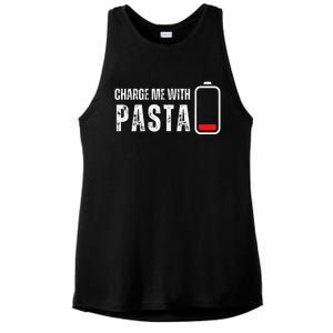 Charge Me With Pasta Funny Noodle Spaghetti Lover Ladies PosiCharge Tri-Blend Wicking Tank