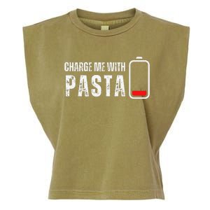 Charge Me With Pasta Funny Noodle Spaghetti Lover Garment-Dyed Women's Muscle Tee