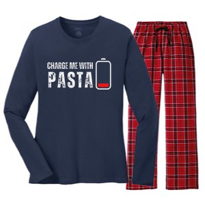 Charge Me With Pasta Funny Noodle Spaghetti Lover Women's Long Sleeve Flannel Pajama Set 