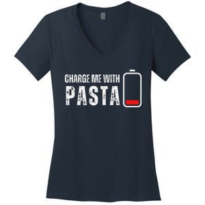 Charge Me With Pasta Funny Noodle Spaghetti Lover Women's V-Neck T-Shirt