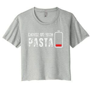 Charge Me With Pasta Funny Noodle Spaghetti Lover Women's Crop Top Tee