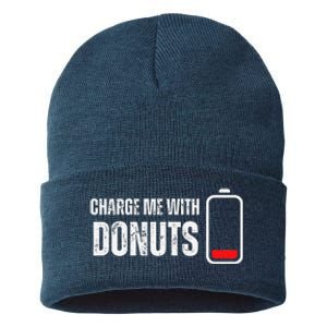 Charge Me With Donuts Funny Sweets Donut Lover Sustainable Knit Beanie