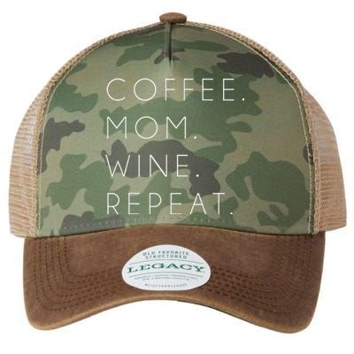 Coffee Mom Wine Repeat Funny Cute Mother's Day Gift Legacy Tie Dye Trucker Hat