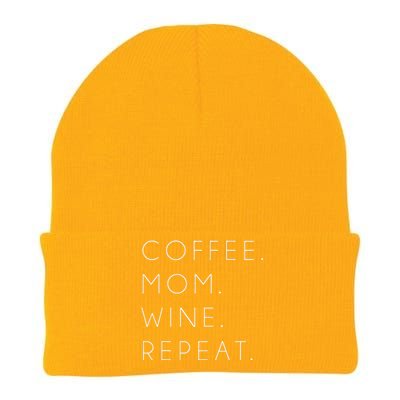 Coffee Mom Wine Repeat Funny Cute Mother's Day Gift Knit Cap Winter Beanie