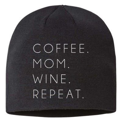 Coffee Mom Wine Repeat Funny Cute Mother's Day Gift Sustainable Beanie