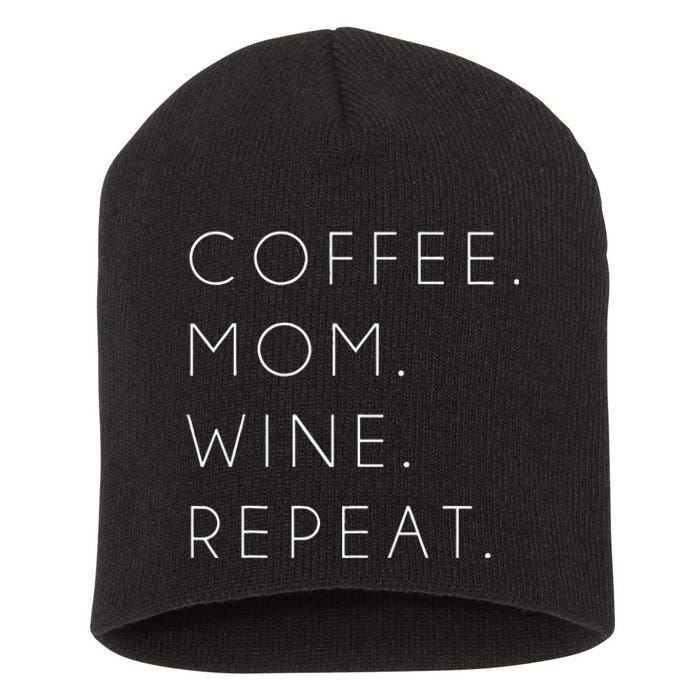 Coffee Mom Wine Repeat Funny Cute Mother's Day Gift Short Acrylic Beanie