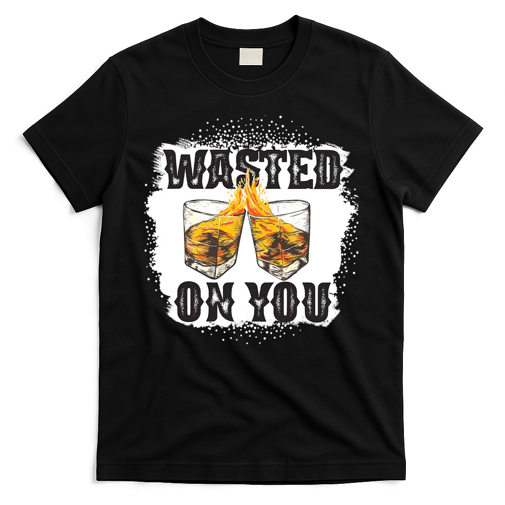 Country Music Western Whiskey Bleached Cowboy T-Shirt