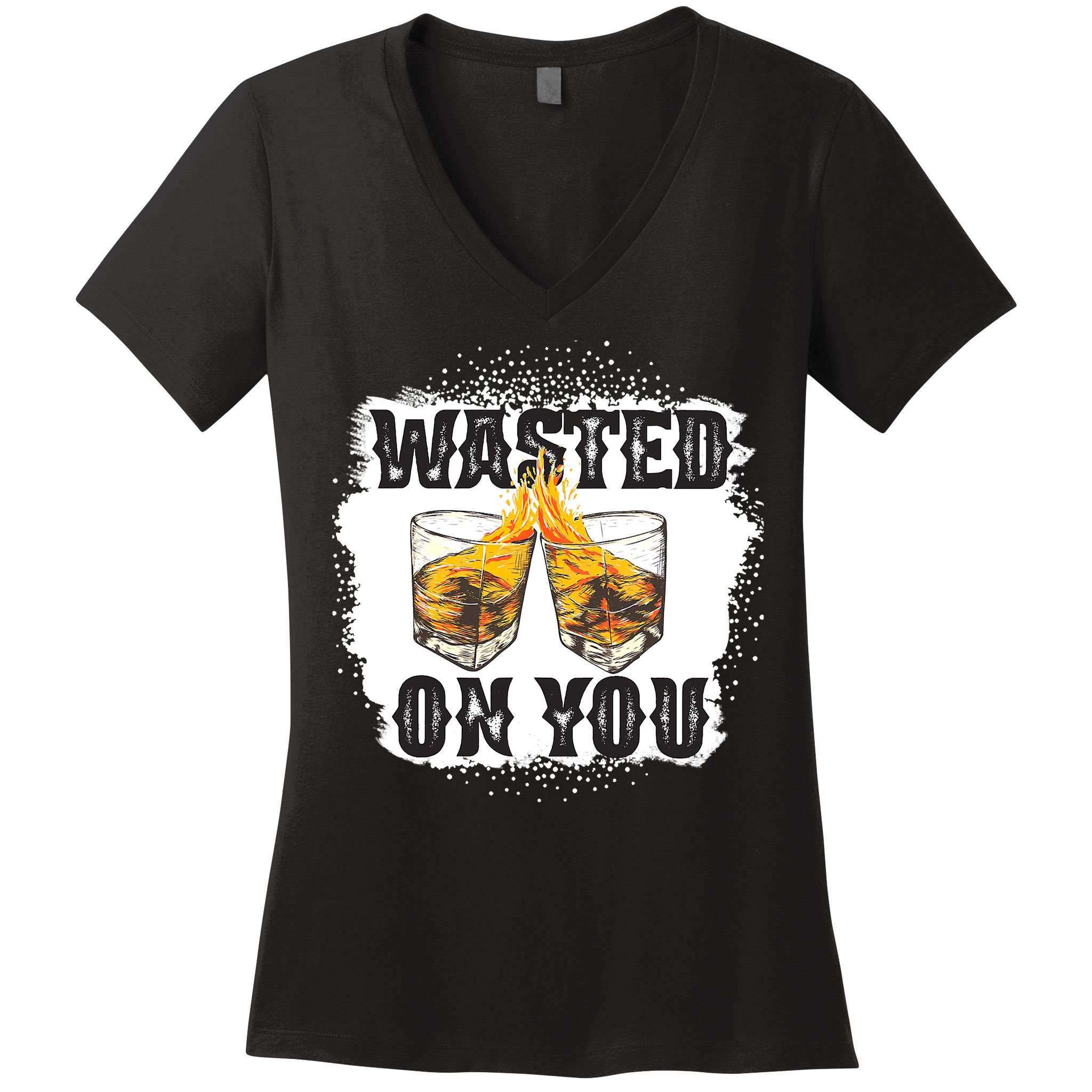 Country Music Western Whiskey Bleached Cowboy Women's V-Neck T-Shirt
