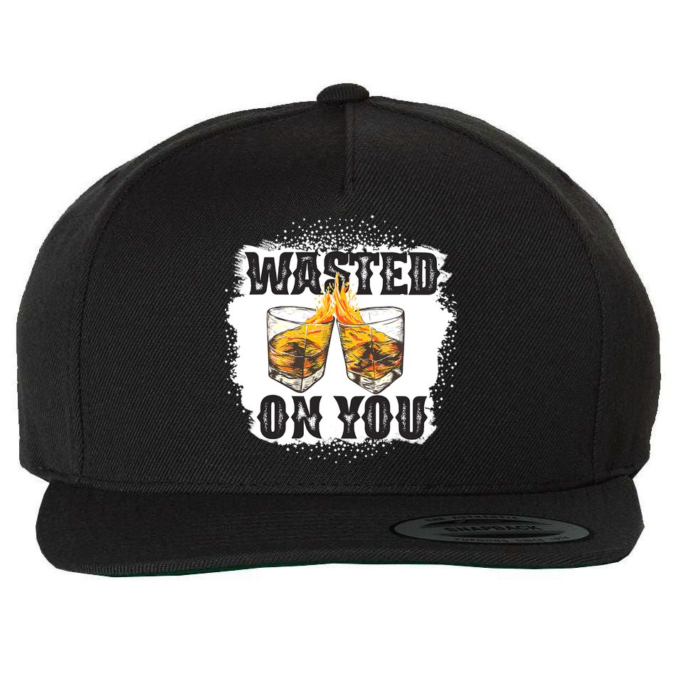 Country Music Western Whiskey Bleached Cowboy Wool Snapback Cap