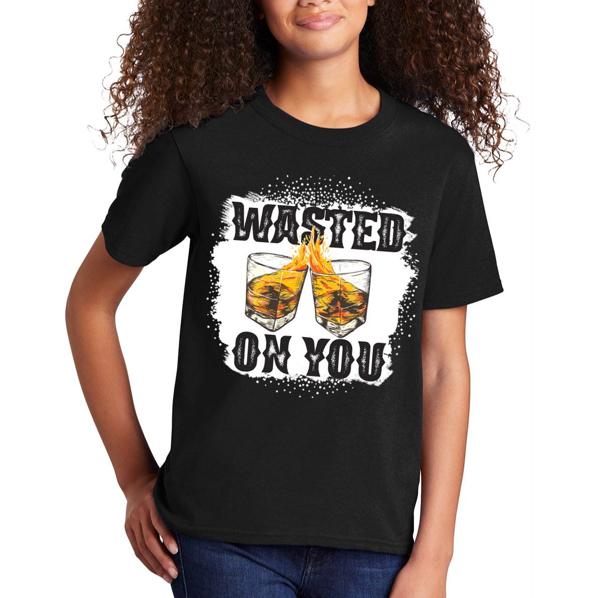 Country Music Western Whiskey Bleached Cowboy Kids T-Shirt