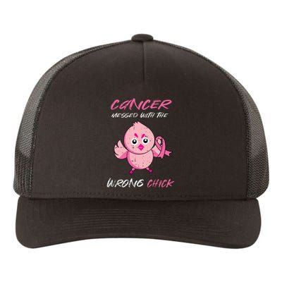 Cancer Messed With The Wrong Chick Cute Breast Cancer Gifts Yupoong Adult 5-Panel Trucker Hat