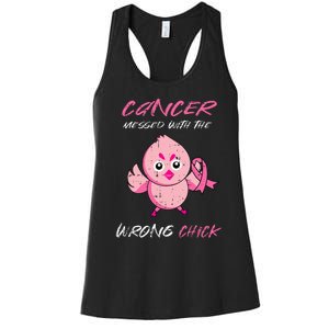 Cancer Messed With The Wrong Chick Cute Breast Cancer Gifts Women's Racerback Tank