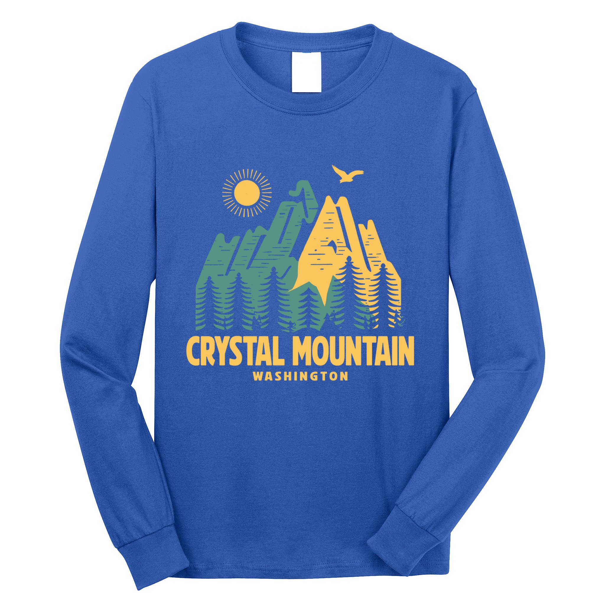 Crystal Mountain Washington Hiking Outdoors Vintage Gift Long Sleeve Shirt